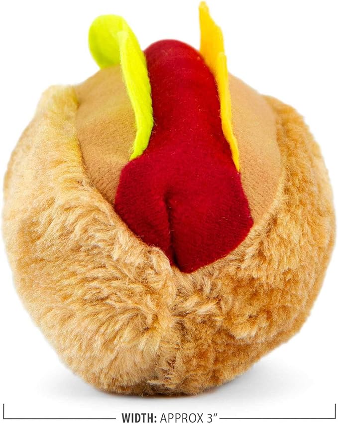 Jeffers Pet Plush American Grill Time Cuisine Dog Toys – 6" Squeaky Hotdog Plush Toys for Dogs – Chew, Cuddle, Interactive Play, Soft Durable Fabric, Puppy Gift, Christmas Stocking Stuffer