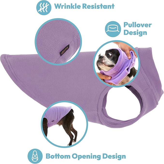 Gooby Stretch Fleece Vest Dog Sweater - Violet, 2X-Large - Warm Pullover Super Stretchy Fleece Dog Jacket for Small to Large Dogs