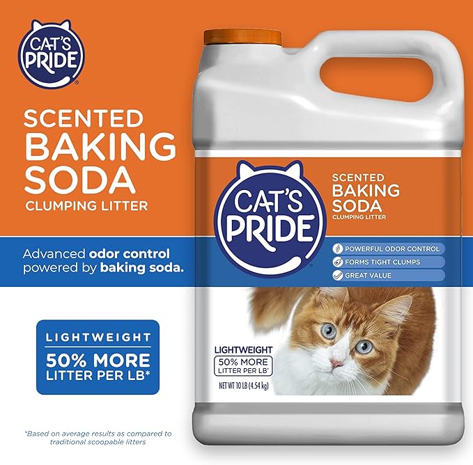 Cat's Pride Lightweight Clumping Litter: Baking Soda - Powerful Odor Control - Scented, 10 Pounds