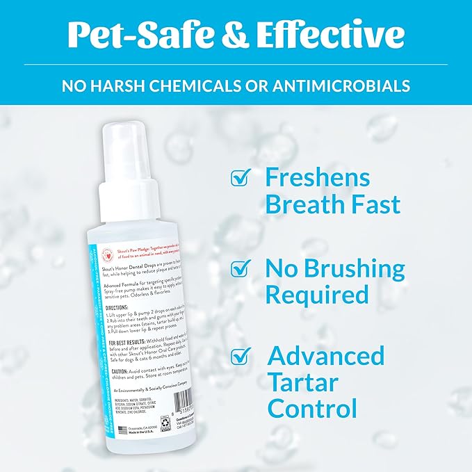 SKOUT'S HONOR Fresher Breath Advanced Dental Drops - Fights Plaque and Tartar, Freshens Breath Fast, No Brushing Required, 4oz