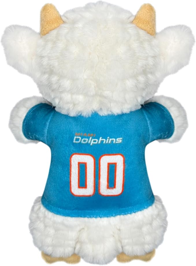 Pets First NFL Miami Dolphins Goat Plush Toy for Dogs and Cats with Squeaker, Wearing a Team Jersey! Fun & Sporty Goat Shaped Dog Chew Toy, Interactive Pet Toy