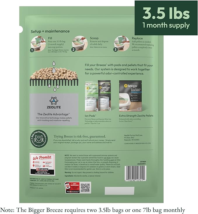 Purina Tidy Cats Litter Pellets, Breeze Refill Litter Pellets in Recyclable Box - (6) 3.5 lb. Bags