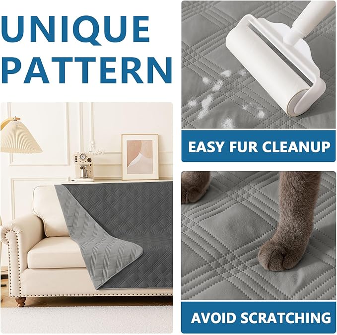 hyha Waterproof Dog Blanket, Reversible Pet Bed Blanket, Soft Sofa Couch Cover for Dogs Washable, Waterproof Pet Couch Covers for Sofa Puppy Cats Furniture Protector(82"x120", Grey/Dark Grey)