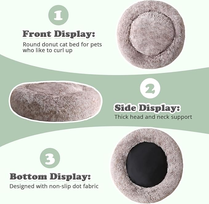 JOLLYVOGUE Dog Bed, Calming Anti-Anxiety Large Dog Bed, Fluffy Donut Cushion for Medium and Large Pets (27"/30"/36")