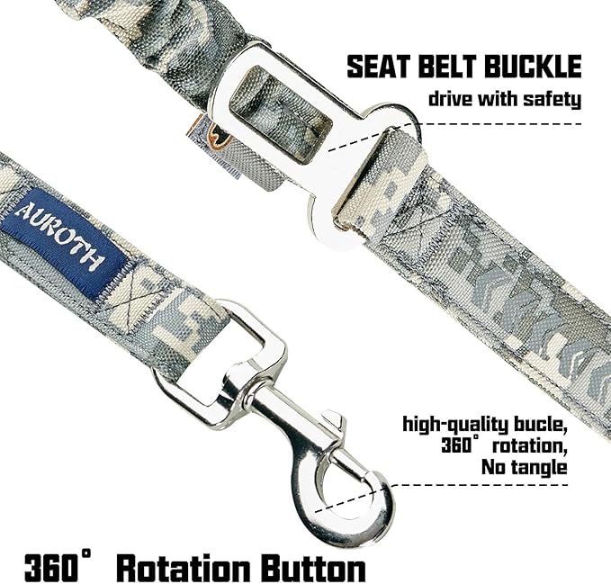 AUROTH Dog Leash Large Dogs, Heavy Duty Dog Leash Bungee, No Pull Leashes for Shock Absorption, Grey Camo Dog Training Leashes for Medium Large Breed Dogs 6FT, 2 Padded Handles