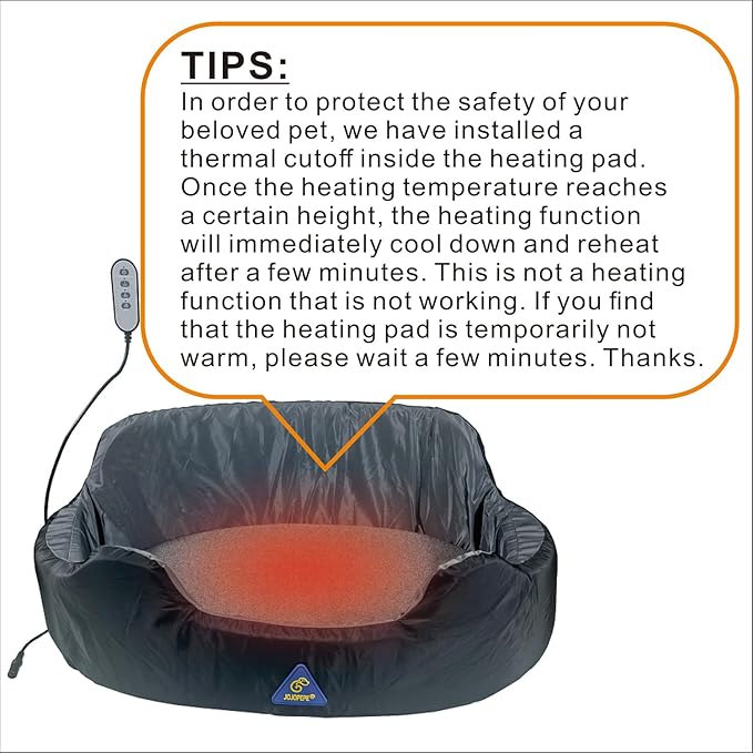 Self-Warming Heated Orthopedic Dog Bed with Dual-Side Comfort (Grey), Reversible Heating Pad for Cats & Small Pets, Waterproof and Machine Washable