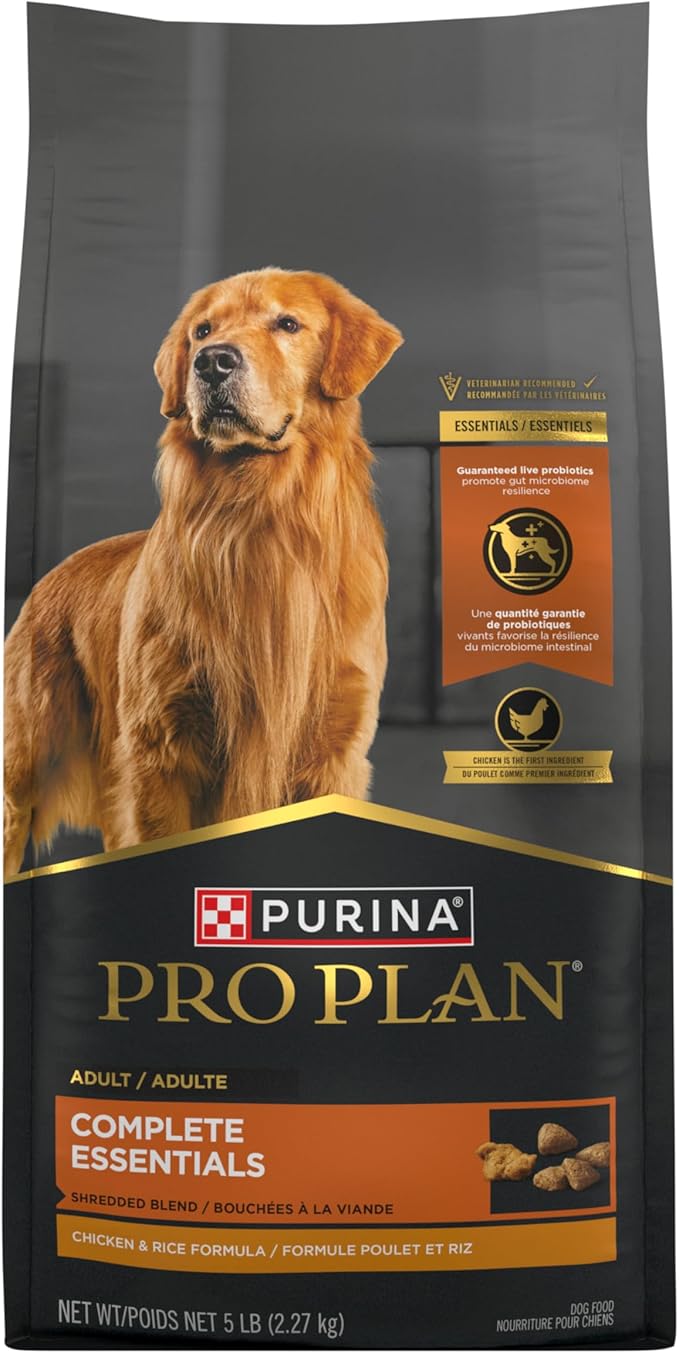 Purina Pro Plan Complete Essentials Shredded Blend Chicken and Rice Dog Food Dry Formula with Probiotics for Dogs - 5 lb.