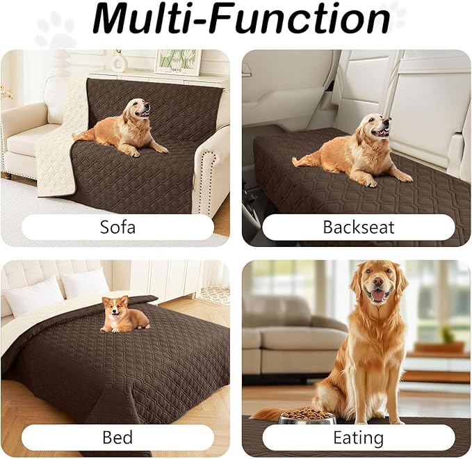 hyha Waterproof Dog Bed Blanket, Soft Pet Blankets, Waterproof Couch Cover for Dogs, Reversible Sofa Covers Washable for Furniture (40x50 Inch, Chocolate/Beige)
