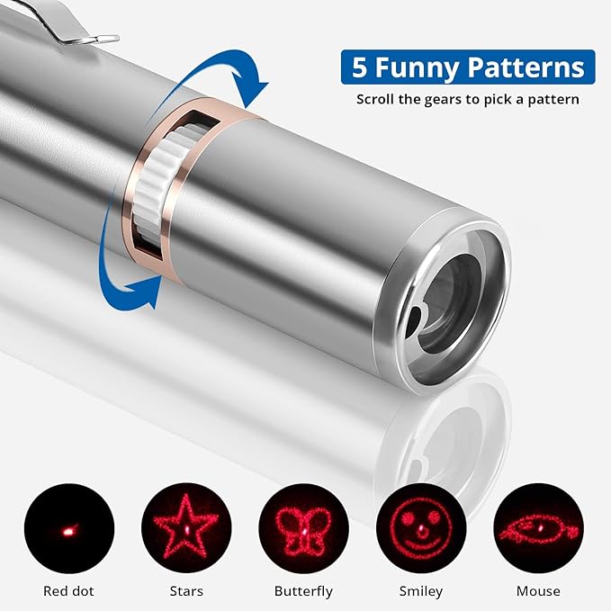 TBTeek Cat Toys, with Metal Case, 2 Pieces, Rechargeable, 7 Adjustable Patterns, Interactive Kitten Pet Dog Chase Toy for Cats Fun Playing Exercise