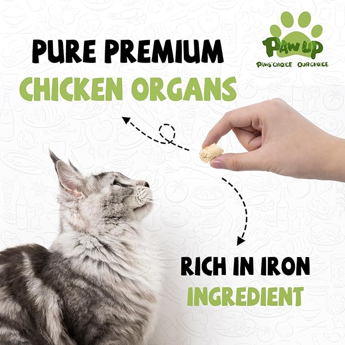 PAWUP Freeze Dried Dog Treats,Chicken Breast&Organs Recipe Raw Dog Food Topper, High Protein Freeze-Dried Food for Cats, Rawhide Free, Gluten&Grain Free, 5.3oz