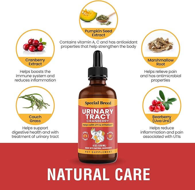 Special Breed Urinary Tract Infection Treatment for Cats and Dogs - Cranberry UTI Supplement, Kidney and Bladder Support, 4 oz