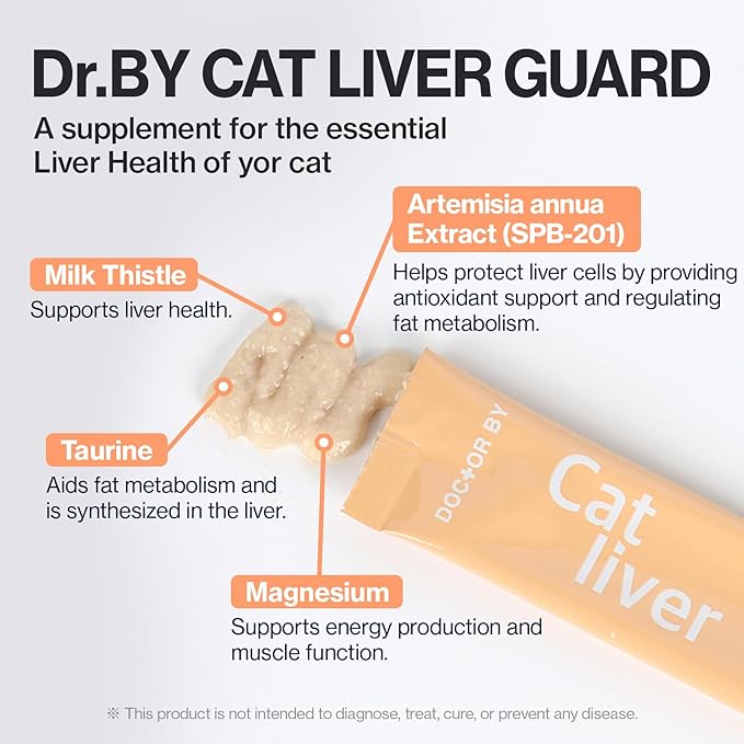 Doctor By Cat Liver Guard Squeezable Liver Supplement for Cats Feline Hepatic Support with Milk Thistle, Artemisia annua(SPB-201), Taurine lickable Formula Individually Packaged