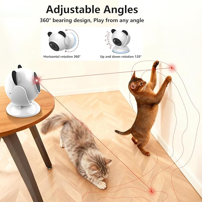 Laser Cat Toys for Indoor Cats, Truly Random Trjajectory, Suction Cup Design, Run Quiet, Interactive Cat Toy Automatic