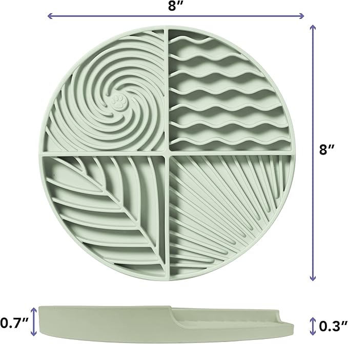 Awoo Paradise Silicone Dog & Cat Lick Mat & Slow Feeder with Suction Cups, Non-Slip, Dishwasher Safe, Extend Mealtime, Reduce Anxiety (Sage)