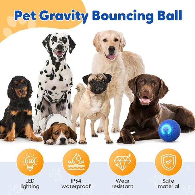 Interactive Dog Ball, 2026 Upgraded Activated Automatic Rolling Balls for Dogs, Self Moving Vibrating Smart Jumping Bouncing and Rotating Pets Toy to Keep Them Busy (HOT-2PC)