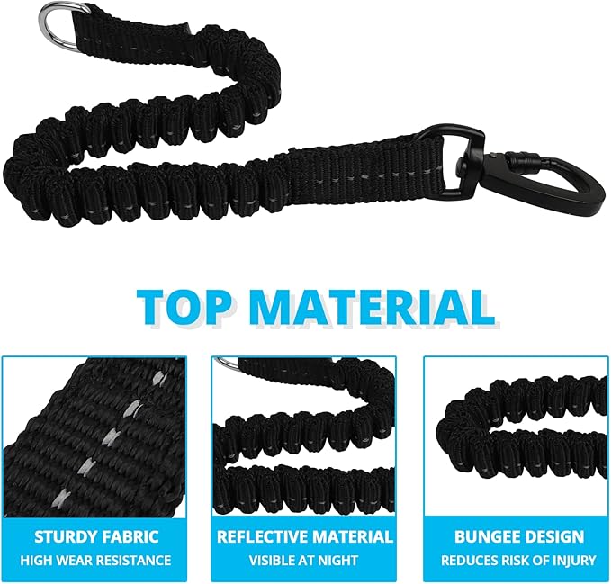 Long Dog Leash 30 FT: Heavy Duty Rope Leashes for Dogs Training with Swivel Lockable Hook Reflective Threads Bungee and Padded Handle - Dog Lead for Large Small Medium Dogs Outside Walking Hiking Blue