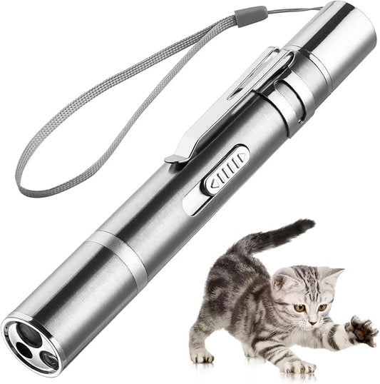 Laser Pointer Cat Toy, Interactive Toy with Red Dot LED Light Pointer, Long Range 3 Modes Projection Playpen for Kitten Interaction,USB Recharge Pointer (1 pcs)