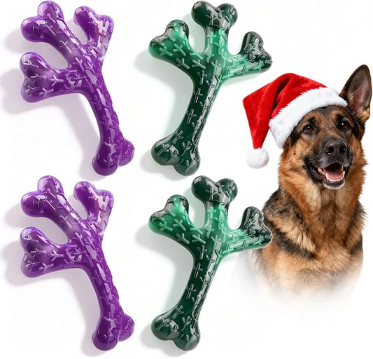 Dog Chew Toys for Aggressive Chewers: Dog Chew Toys 4 Pack Beef Flavored Indestructible Toy for 20-70 lbs Medium and Large Dogs, Tough Nylon Chew Bone & Easy to Clean, Keeps Dogs Busy