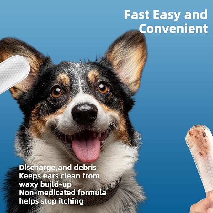 Dog Ear Wipes, Ear Wipes for Dogs, Cat Ear Wipes, Dog Ear Cleaning Wipes, Cat Wipes, Pet Wipes for Cats, Cat Cleaning Wipes – Pet Ear Cleaning Finger Wipes for Cats: Ear Wipes, Weekly Care