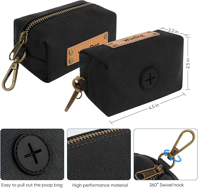 Wisedog Dog Collar and Leash Set, Waterproof Adjustable Puppy Collars with Cute Tag 4FT Dog Leash with Poop Bag for Small Medium Large Dogs (XS, Black)