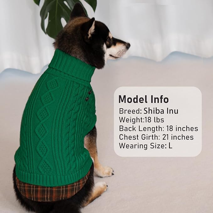 KYEESE Dog Sweater Warm Turtleneck Medium Dogs Sweater Stretchy Thick Pet Coat for Fall Winter Cold Weather Soft Pullover Dog Sweaters for Medium Dogs Boy