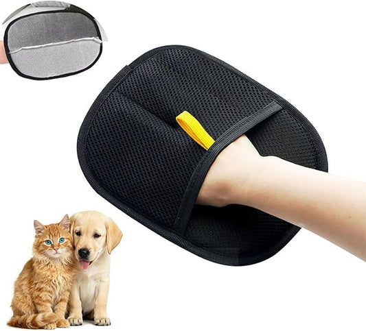 Pet Hair Removal Glove for Dogs & Cats | Reusable Electrostatic Grooming Glove | Double-Sided Pet Hair Remover for Clothing, Couch, Carpet, Car Seat | Comfortable & Adjustable Fit