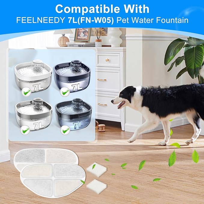 16+16 Pack Pet Water Fountain Filter Compatible with FEELNEEDY 7L/1.8Gal Dog Drinking Fountains(FN-W05), Cat Dispenser Bowl Filter Fit for Automatic Water Dispenser for Large Dogs