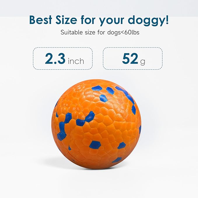 Diman Interactive Dog Toys Balls for Aggressive Chewers, Durable, Bouncy Fetch Balls, Interactive Pet Toys for Herding & Playing, Water, Orange& Blue (2 Pack)