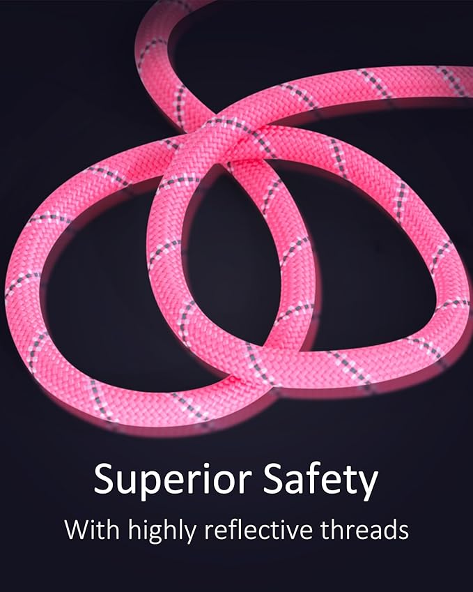 100FT Extra Long Dog Leash for Dog Training, Heavy Duty Dog Lead for Large Medium Small Dogs Outside Walking, Playing, Camping, or Yard, Pink