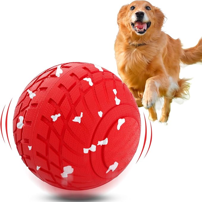 Diman Interactive Dog Ball Toys, Automatic Dog Toy, Moving Dog Toy, Vibrating, Bouncing and Rolling, E-TPU Matrial, Interactive Dog Toys for Aggressive Chewers (3.2 Inch, Red White)