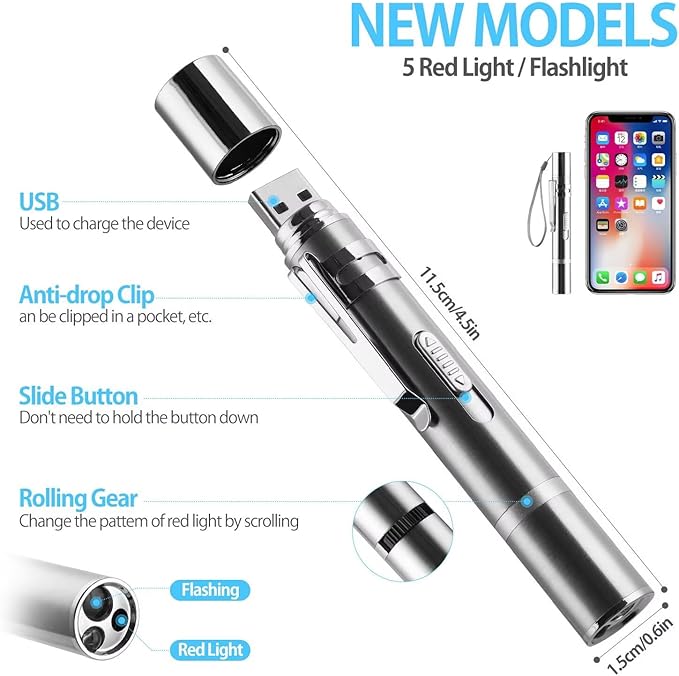 Laser Pointer Cat Toy, Interactive Toy with Red Dot LED Light Pointer, Long Range 3 Modes Projection Playpen for Kitten Interaction,USB Recharge Pointer (1 pcs)