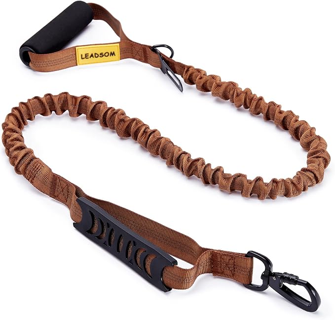6FT Highly Reflective Heavy Duty Elastic Bungee Medium and Large Dog Leash Shock Absorbing with Comfortable Padded Handle and Traffic Handle Suitable for Training