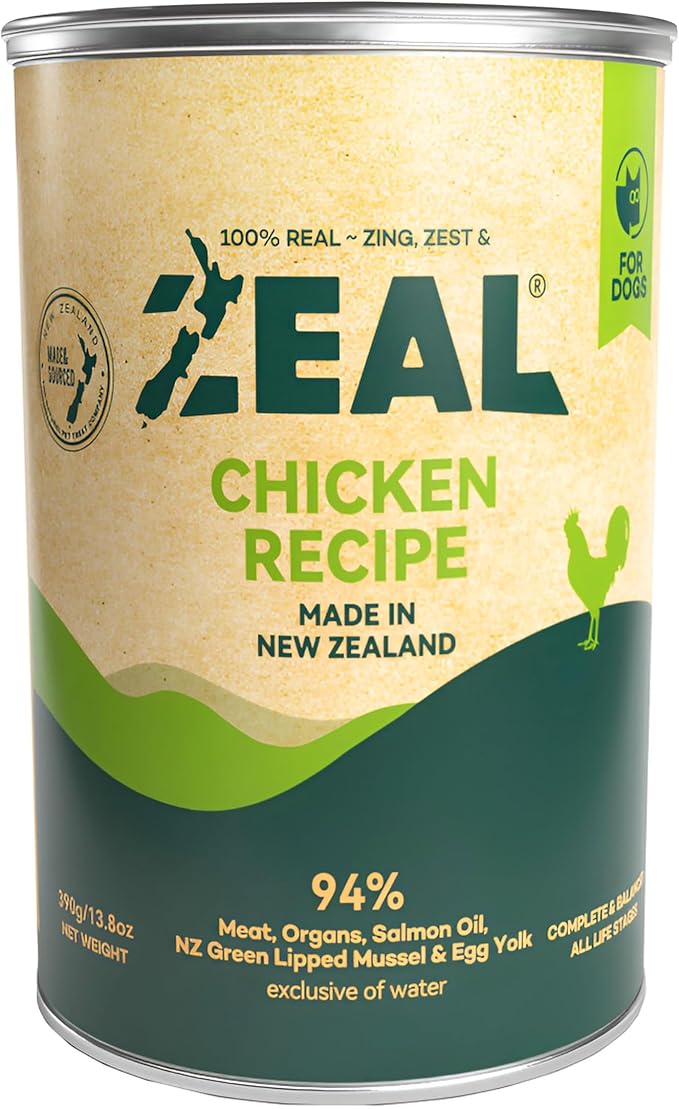 ZEAL New Zealand Wet Dog Food – High Protein, Pure Nutrition, Grain-Free with Superfoods (Chicken, 13.76oz Can 12-Pack)