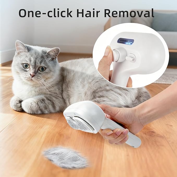 Cat Steam Brush for Shedding, Self Cleaning Hair Brush with Release Button for Short and Long Haired Cats, 4-in-1 cat Grooming Supplies for Massage, Cleaning, Shedding & Combing