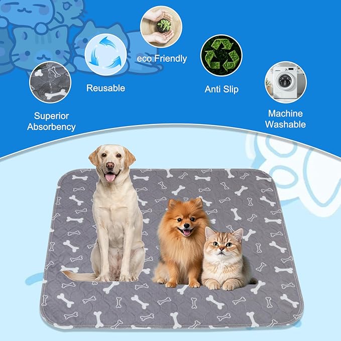 Puppy Pad Pee Pads, Puppy Pads with Pheromones, Reusable and Washable Pee Pads for Dogs & Cats, Leak-Proof & Anti-Slip Pet Training Pads, Fast Absorbent for Home/Travel (S)