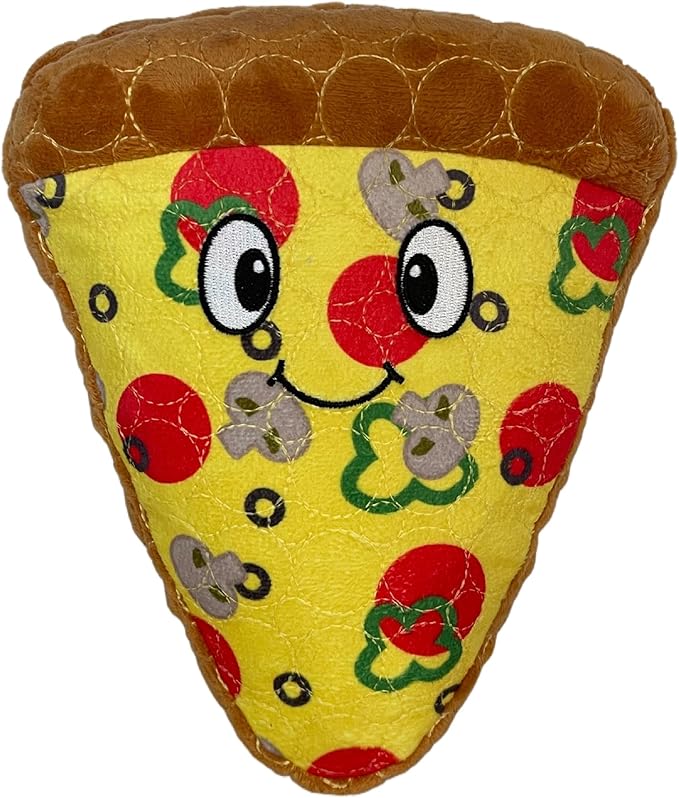 Bite Force -Durable & Strong Dog Toy Pizza Slice with Squeaker, Kevlar-Reinforced for Aggressive Chewers for Small Medium Large Dogs - Yellow.