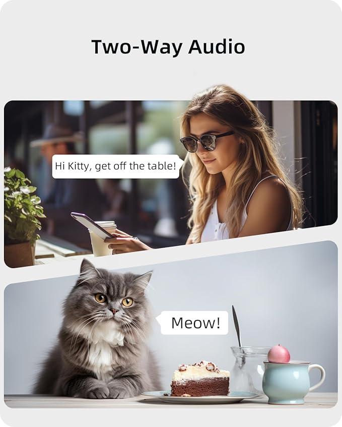 blurams Security Camera 2K, Baby Monitor Dog Camera 360-degree for Home Security (White + 64GB TF Card)