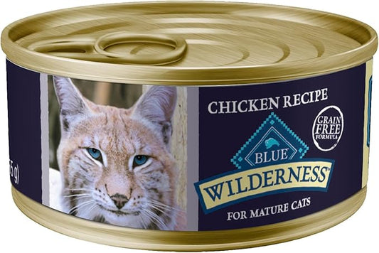 Blue Buffalo Wilderness High-Protein Grain-Free Wet Food for Adult Cats 7+, Chicken Recipe, 5.5-oz., 24-Count