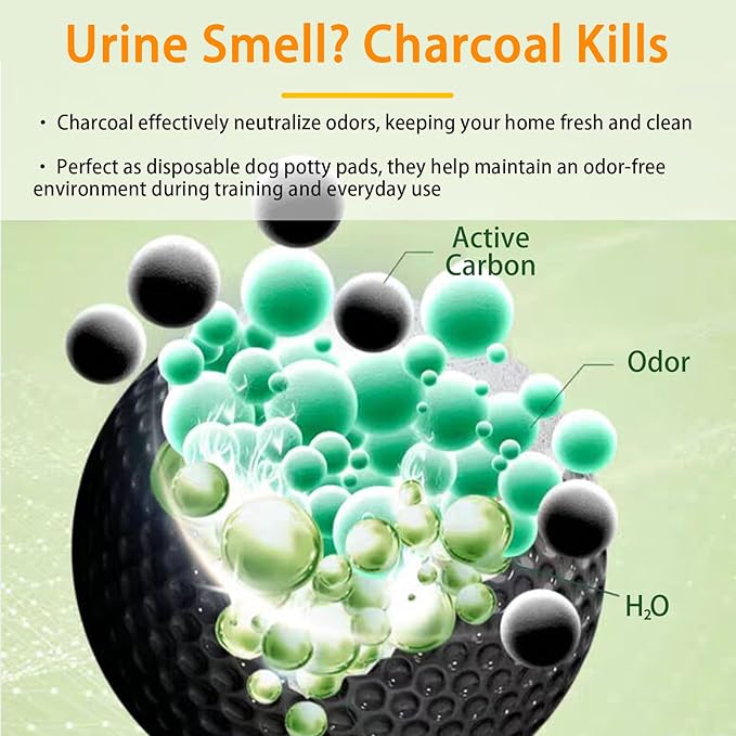 Dog and Puppy Pee Pads 50 Count, 23'' x 30'' Charcoal Odor-Control Puppy Pads with Leak-Proof Quick-Dry Design, Pet Training Pads for Potty Training Strong Absorbency
