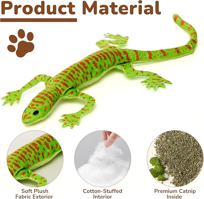 CiyvoLyeen Lizard Catnip Toys Chew Bite Resistant Toys for Indoor Cats Boredom Relief Teeth Cleaning Interactive Funny Cute Kitten Cat Lover Gifts Christmas Birthday Presents Set of 4