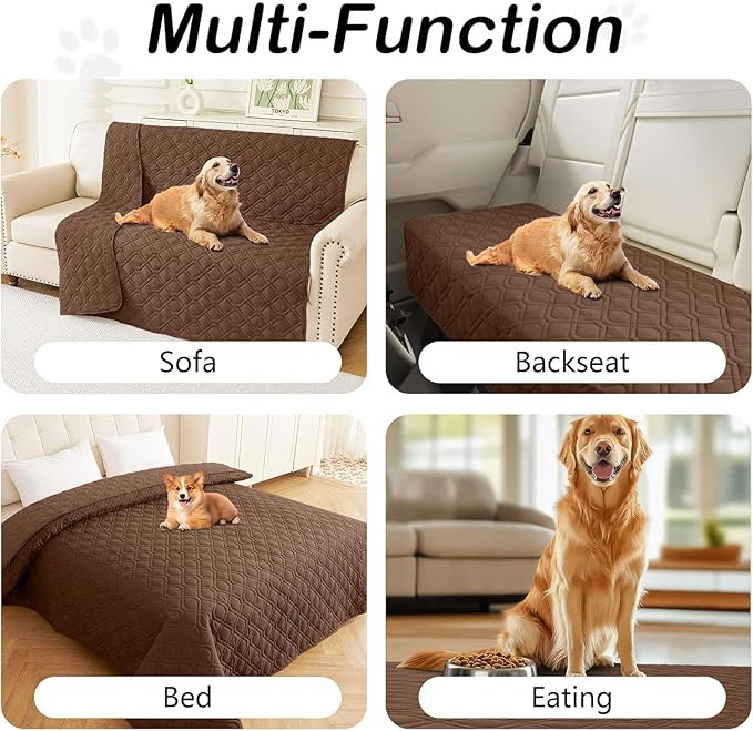 hyha Waterproof Dog Bed Blanket, Soft Pet Blankets, Waterproof Couch Cover for Dogs, Reversible Sofa Covers Washable for Furniture (30x53 Inch, Brown/Brown)