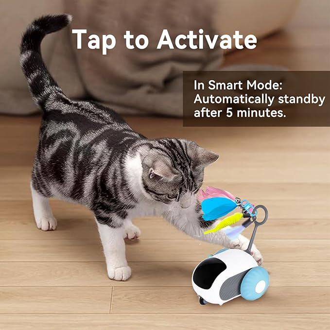 Turbo Tail 5.0 Remote Control Cat Toy, Interactive Cat Toys for Indoor Cats, Automatic Kitten Toys with 2-Speed Adjustment, Remote Control & Rechargeable Exercise Cat Toys for Bored Indoor Adult Cats