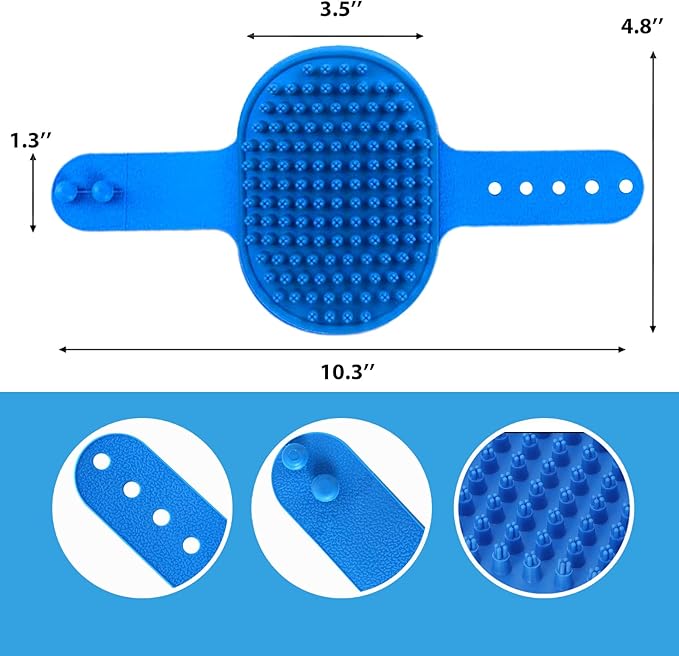 Ultra-Soft Pet Grooming Brush with Adjustable Ring - Ideal for Dogs & Cats of All Hair Types - Bath, Shower, Dog Shampoo Brush & Massage Tool (Blue, 1-Pack)