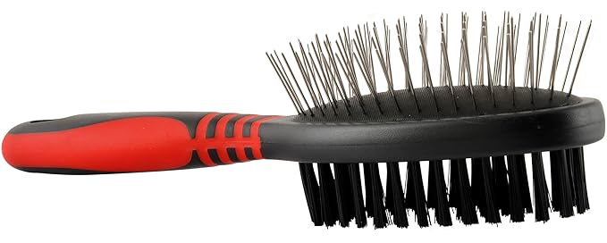 Jeffers Pet 2 Sided Pin Brush - Grooming Tool for Dogs, Cats, Small Animals, Pin Brush for Detangling & Nylon Bristles for Smooth Finish, Ergonomic Handle, Perfect for Medium to Long Coats