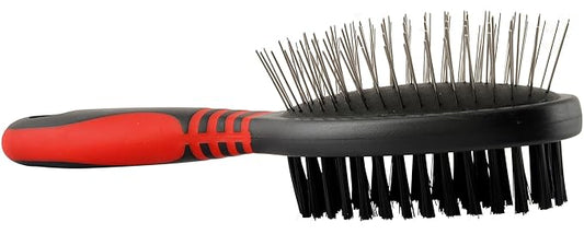 Jeffers Pet 2 Sided Pin Brush - Grooming Tool for Dogs, Cats, Small Animals, Pin Brush for Detangling & Nylon Bristles for Smooth Finish, Ergonomic Handle, Perfect for Medium to Long Coats