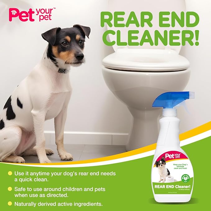Rear End Cleaner – Safe Dog Butt Spray to Keep Your Dog’s Backside Clean & Fresh – No Rinse Dog Spray Made with Natural Ingredients - Anal Cleaner Pet Supplies