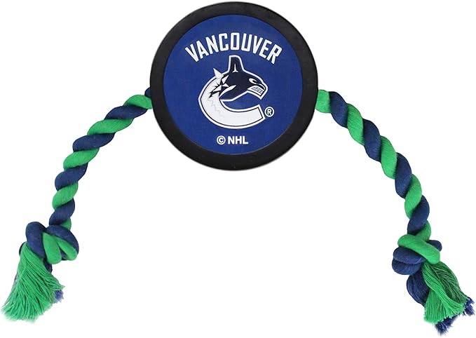 Pets First NHL Vancouver Canucks Puck Toy for Dogs & Cats. Play Hockey with Your Pet with This Licensed Dog Tough Toy Reward!