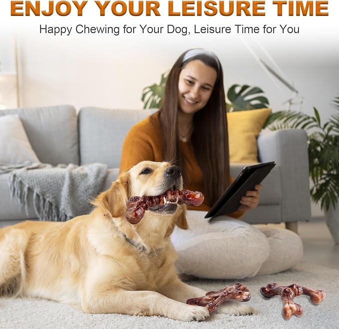 6-Pack Heavy Duty Nylon Dog Chew Toys for Medium Large Dogs, Bacon Flavor, Pure Nylon for Aggressive Chewers, Reduces Boredom, Varied Shapes, Designed for 25-80 lbs Breed Sizes