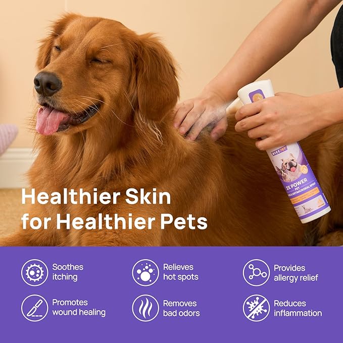 HICC PET Hot Spot Treatment Spray for Dogs & Cats, 2X Strength for Dog Wound Care, Dog Itch Relief Spray for Alleviate Dry Itchy Skin, Allergies, Inflammation, Dog Skin Irritation Treatment, 10 fl oz