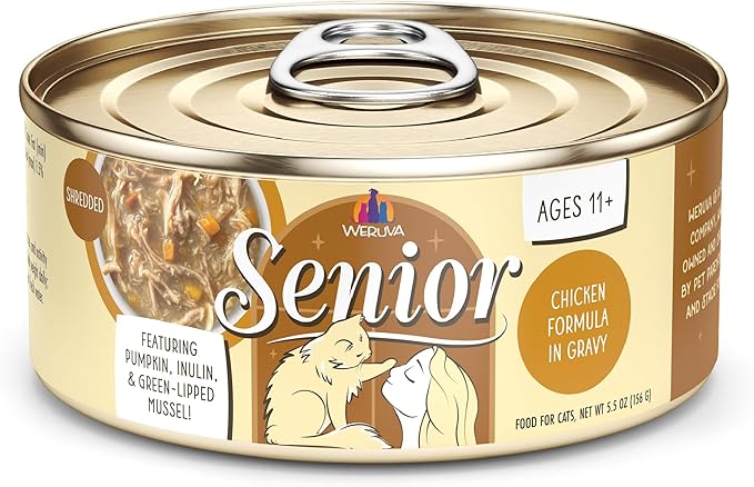 Weruva Senior Cat Food, Chicken in Gravy, 5.5oz Can, Pack of 8